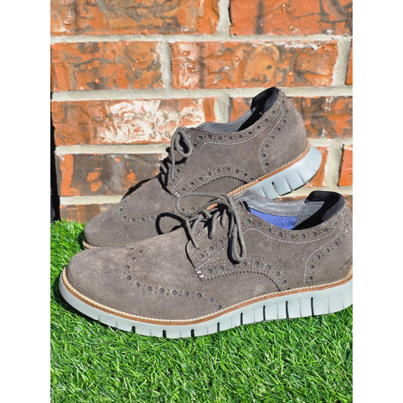 Men\'s Skechers Gray Suede Oxfords & Derbys Size 10.5 with Blue Accents main image 6